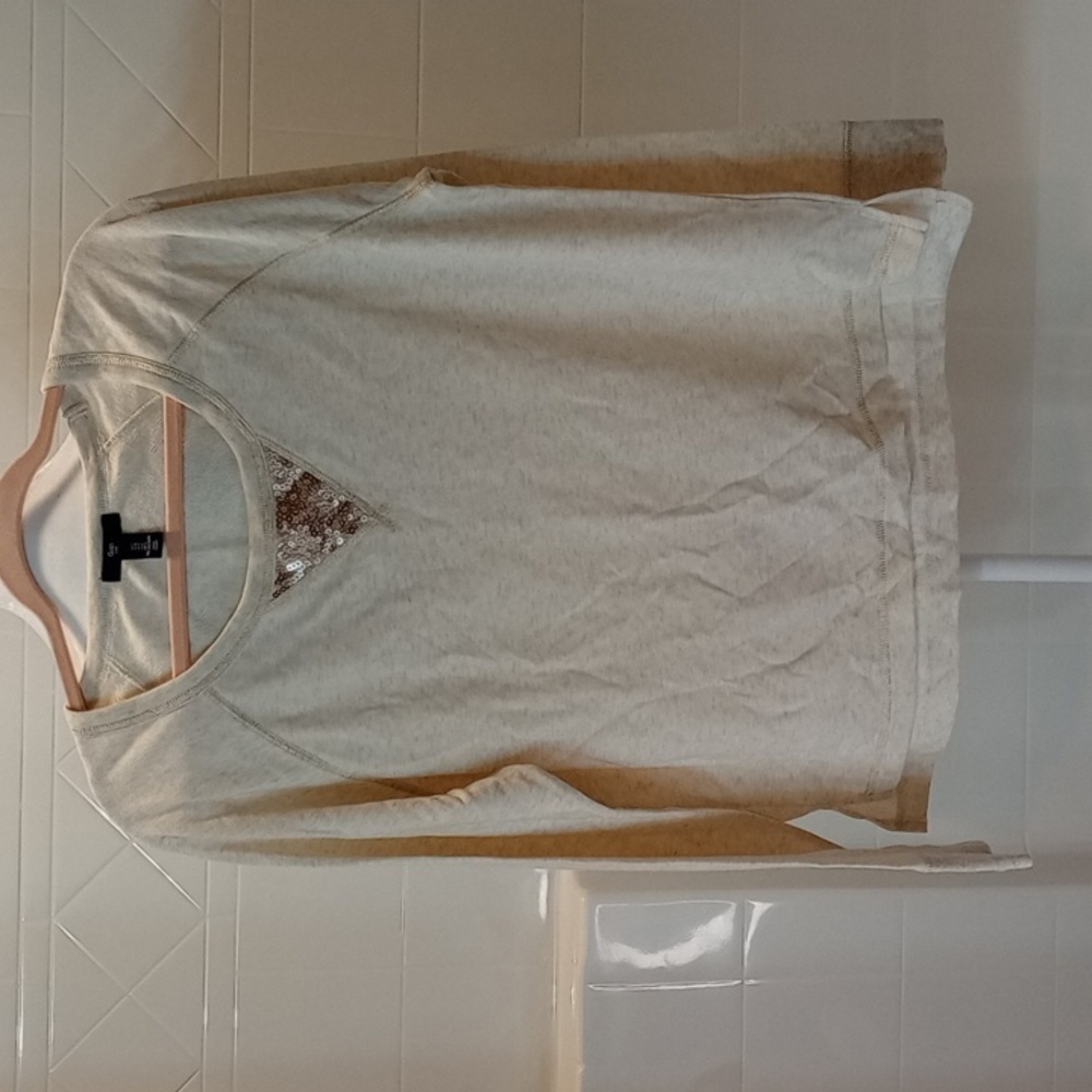 Gap Women's Cream Lightweight Pullover Sweatshirt with Sequence Detail